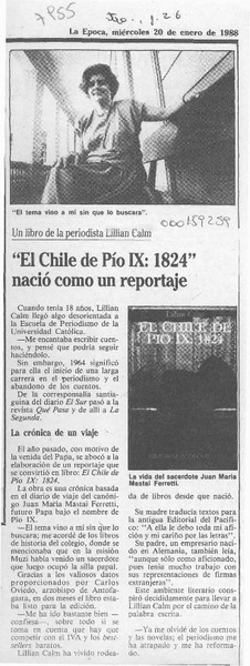 "El Chile de Pío IX, 1824" nació como un reportaje  [artículo].
