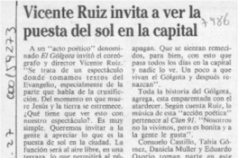 Vicente Ruiz invita a ver la puesta del sol en la capital  [artículo].