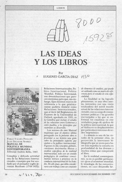Las ideas y los libros  [artículo] Eugenio García-Díaz.