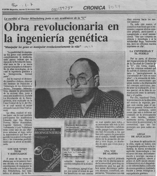 Obra revolucionaria en la ingeniería genética  [artículo].