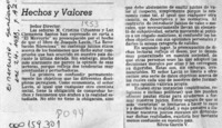 Hechos y valores  [artículo] Silvia García V.