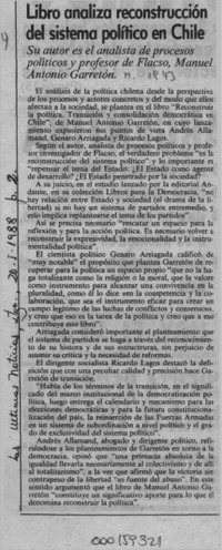 Libro analiza reconstrucción del sistema político en Chile  [artículo].
