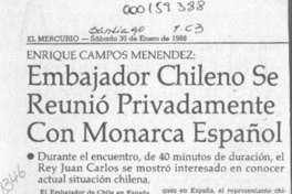 Embajador chileno se reunió privadamente con monarca español  [artículo].