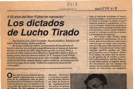 Los dictados de Lucho Tirado  [artículo] Marcelo Mendoza.