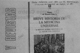Breve historia de la medicina universal y notas sobre historia de la medicina chilena  [artículo] Ricardo Cruz-Coke.