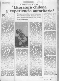 "Literatura chilena y experiencia autoritaria"  [artículo] J. L.