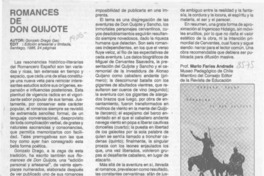 Romances de don Quijote  [artículo] Mario Farías Andrade.