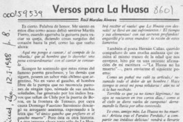 Versos para La Huasa  [artículo] Raúl Morales Alvarez.