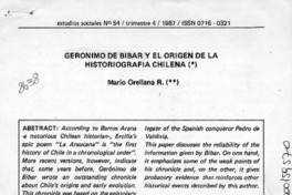 Gerónimo de Bibar y el origen de la historiografía chilena