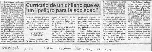 Currículo de un chileno que es un "peligro para la sociedad".