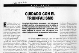 Cuidado con el triunfalismo  [artículo] Gonzalo Vial.