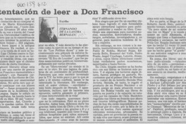 La tentación de leer a Don Francisco  [artículo] Fernando de la Lastra Bernales.