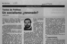 Textos de política, un socialismo renovado?  [artículo] Jorge Olave.