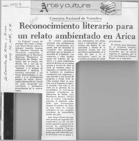 Reconocimiento literario para un relato ambientado en Arica  [artículo].