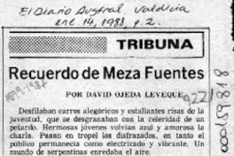 Recuerdo de Meza Fuentes  [artículo] David Ojeda Leveque.