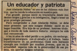 Un educador y patriota  [artículo] Rodolfo Núñez Durán.