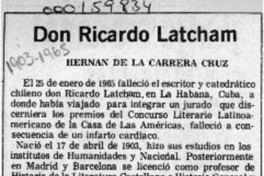 Don Ricardo Latcham  [artículo] Hernán de la Carrera Cruz.