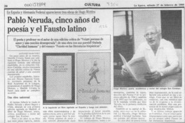 Pablo Neruda, cinco años de poesía y el Fausto latino  [artículo] Antonio Martínez.