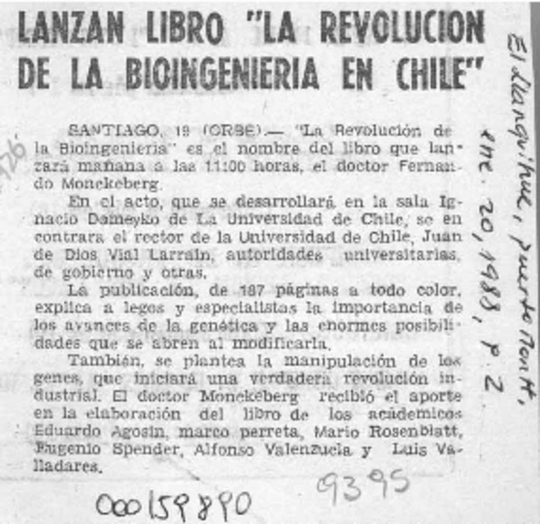 lanzan libro "La revolución de la bioingeniería en Chile".