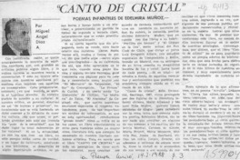 "Canto de cristal", poemas infantiles  [artículo] Miguel Angel Díaz A.