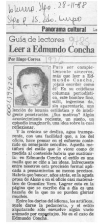 Leer a Edmundo Concha  [artículo] Hugo Correa.