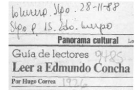 Leer a Edmundo Concha  [artículo] Hugo Correa.