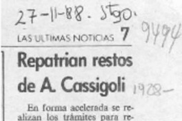 Repatrian restos de A. Cassigoli  [artículo].