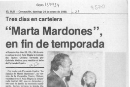 "Marta Mardones", en fin de temporada  [artículo].