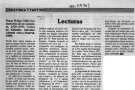 Oscar Waiss, "Chile vivo, memorias de un socialista, 1928-1970"  [artículo] Luis Alvarado.