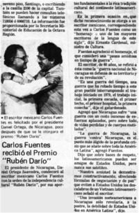 Carlos Fuentes recibió el Premio "Rubén Darío"