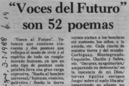 "Voces del futuro" son 52 poemas  [artículo] Luis E. Aguilera C.