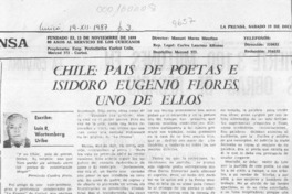 Chile, país de poetas e Isidoro Eugenio Flores, uno de ellos  [artículo] Luis R. Wartemberg Uribe.