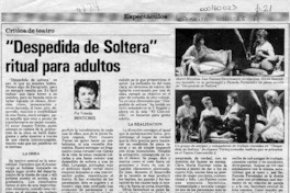 "Despedida de soltera" ritual para adultos  [artículo] Yolanda Montecinos.