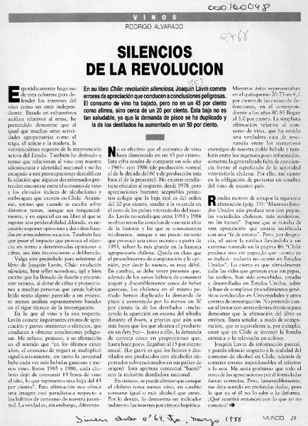 Silencios de la revolución  [artículo] Rodrigo Alvarado.