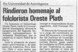 Rindieron homenaje al folclorista Oreste Plath  [artículo].