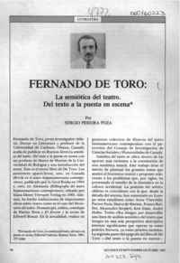 Fernando de Toro, "La semiótica del teatro"  [artículo] Sergio Pereira Poza.