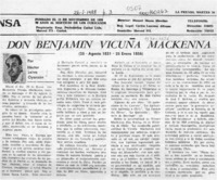 Don Benjamín Vicuña Mackenna  [artículo] Héctor Leiva Oyarzún.