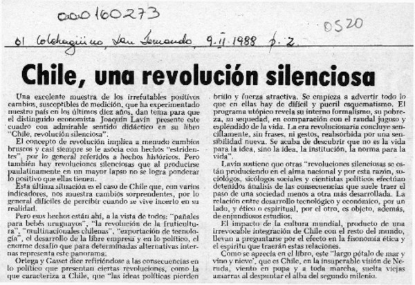 Chile, una revolución silenciosa  [artículo].
