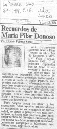Recuerdos de María Pilar Donoso