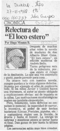 Relectura de "El loco Estero"  [artículo] Hugo Montes B.