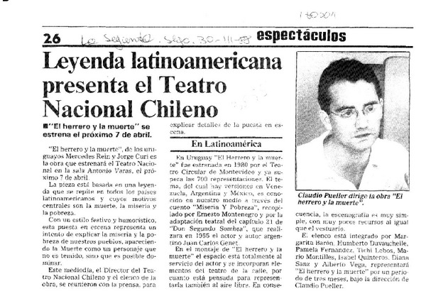 Leyenda latinoamericana presenta el Teatro Nacional Chileno  [artículo].