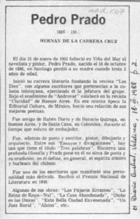 Pedro Prado  [artículo] Hernán de la Carrera Cruz.