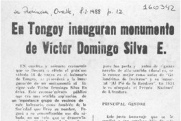 En Tongoy inauguran monumento de Víctor Domingo Silva E.  [artículo].