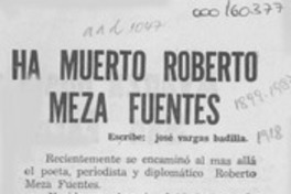 Ha muerto Roberto Meza Fuentes