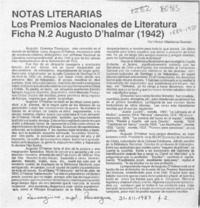 Notas literarias, los Premios Nacionales de Literatura  [artículo] Héctor Villablanca Guzmán.