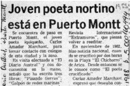 Joven poeta nortino está en Puerto Montt  [artículo].