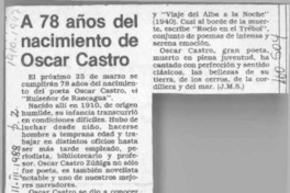 A 78 años del nacimiento de Oscar Castro  [artículo] J. M. S.