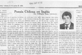 Poesía chilena en inglés  [artículo] Wellington Rojas Valdebenito.