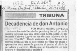 Decadencia de don Antonio  [artículo] David Ojeda Leveque.