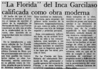 "La Florida" del Inca Garcilaso calificada como obra moderna